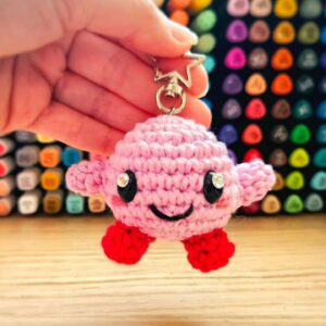 Porte clés petite boule rose